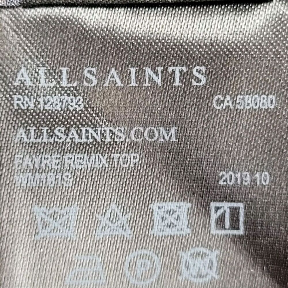 Allsaints Womens Blouse‎ Size XS Fayre Remix Top Gray Print Viscose Long Sleeve - Picture 10 of 15